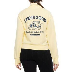Life is Good Yellow Jeep Mock Neck Sweatshirt